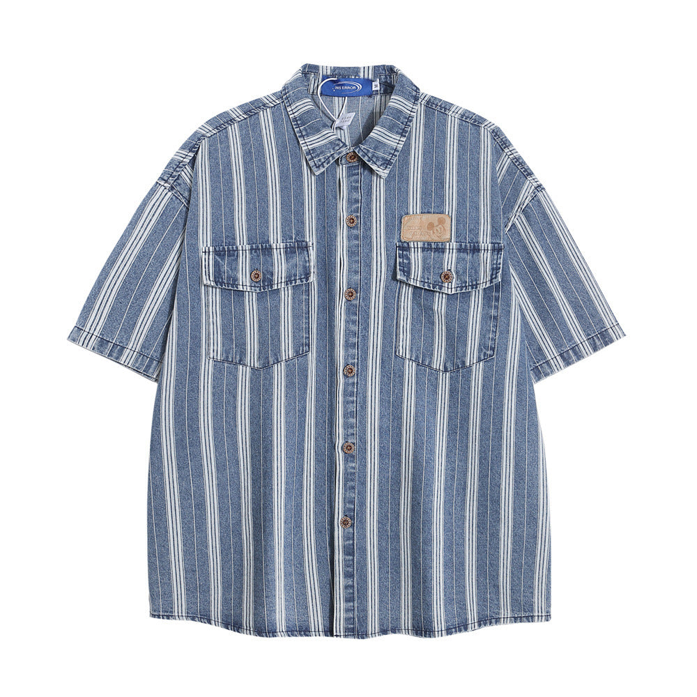 Vertical Stripes Loose Shirt Summer