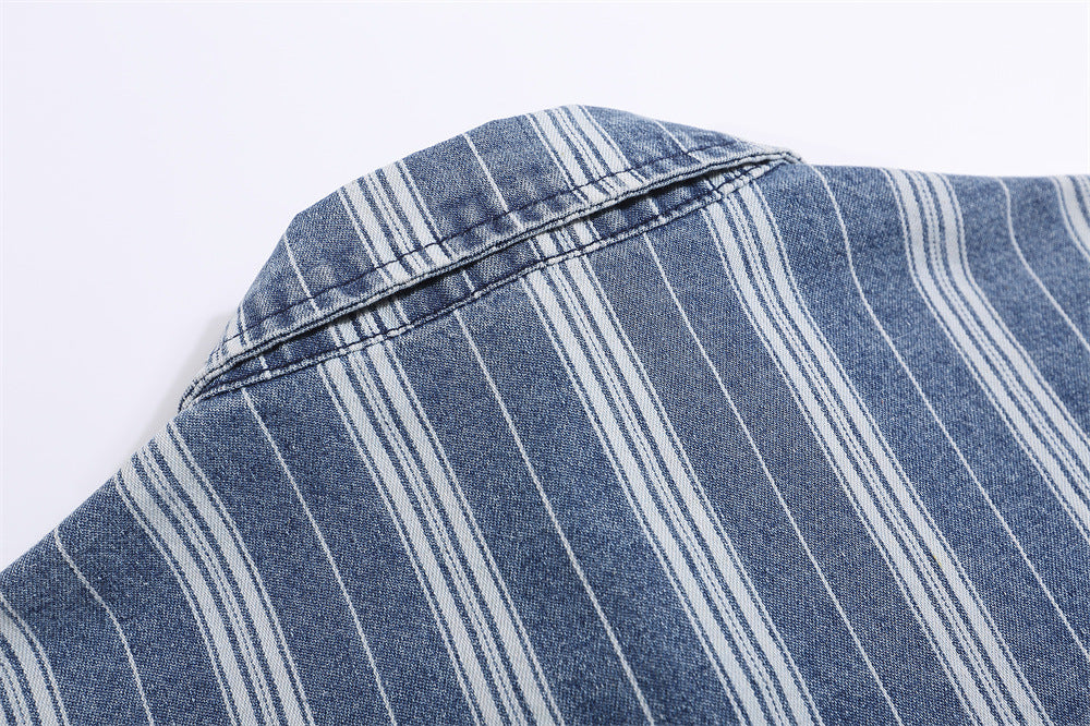Vertical Stripes Loose Shirt Summer