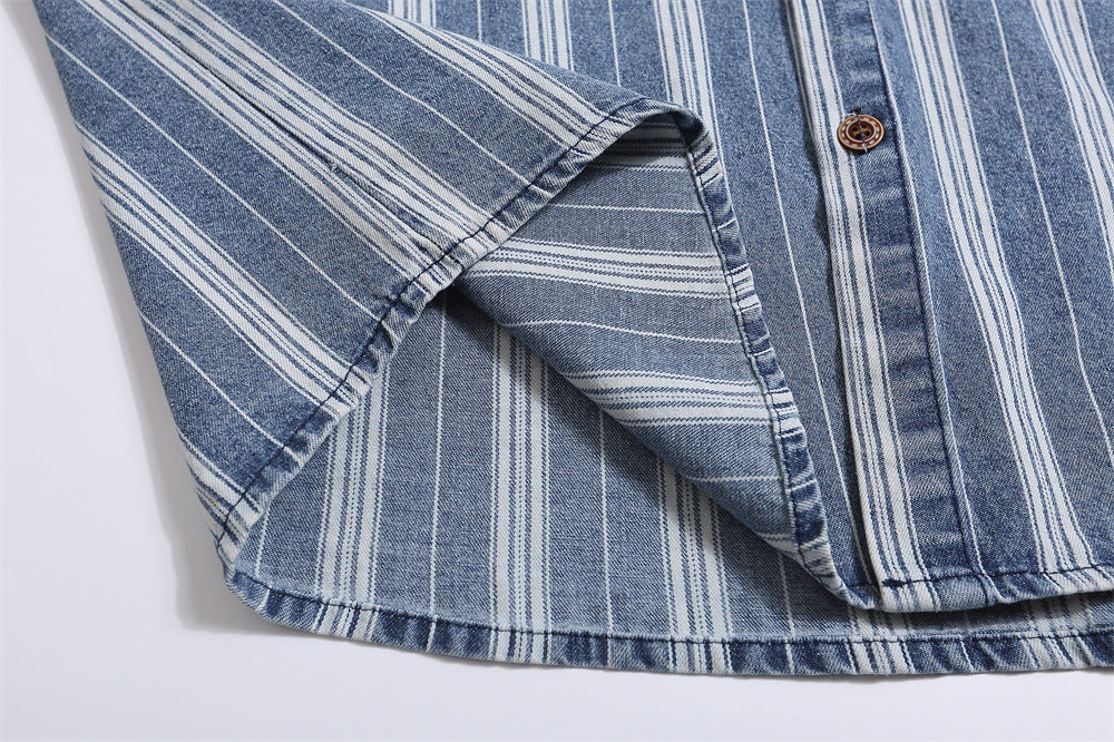 Vertical Stripes Loose Shirt Summer