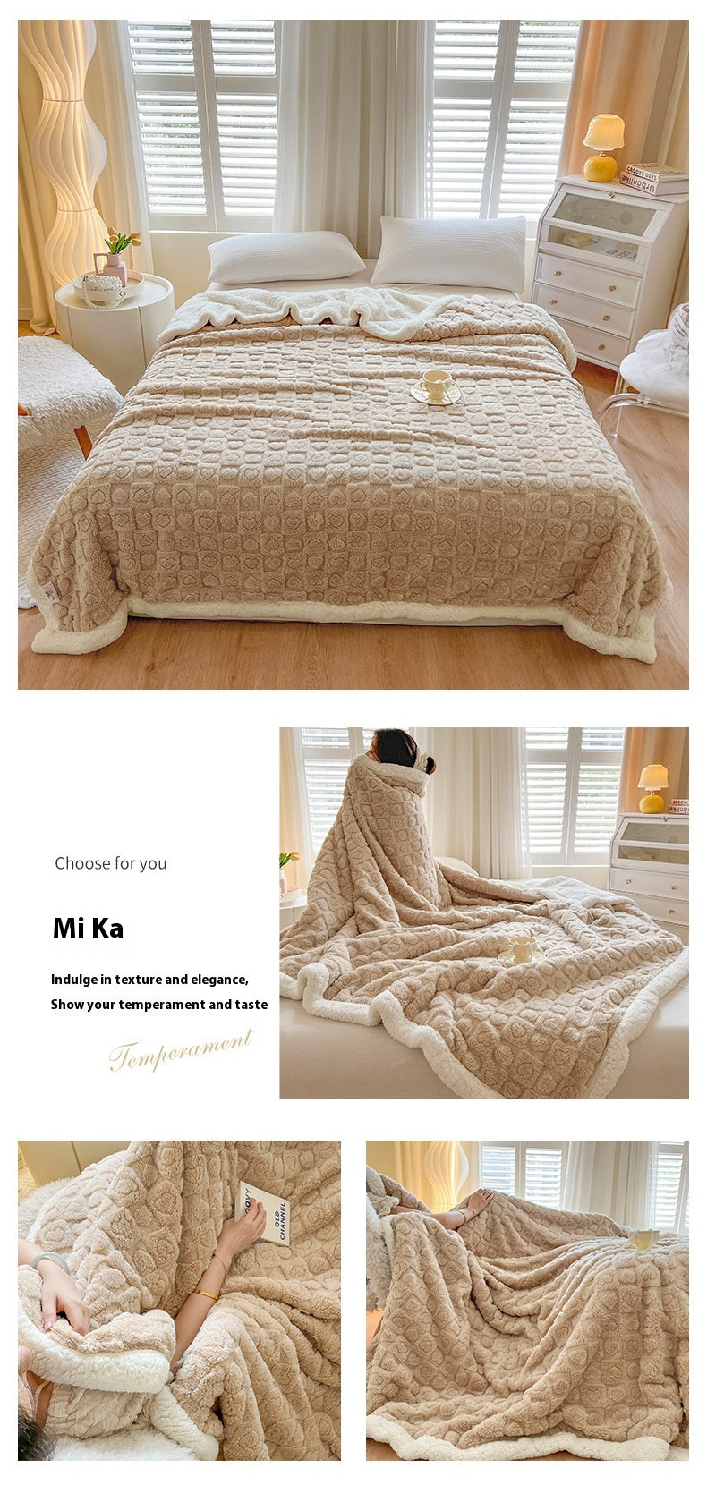 Double Layer Berber Fleece Blanket Thickened Tower Velvet Cover Blanket