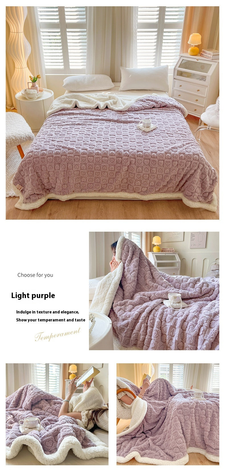 Double Layer Berber Fleece Blanket Thickened Tower Velvet Cover Blanket