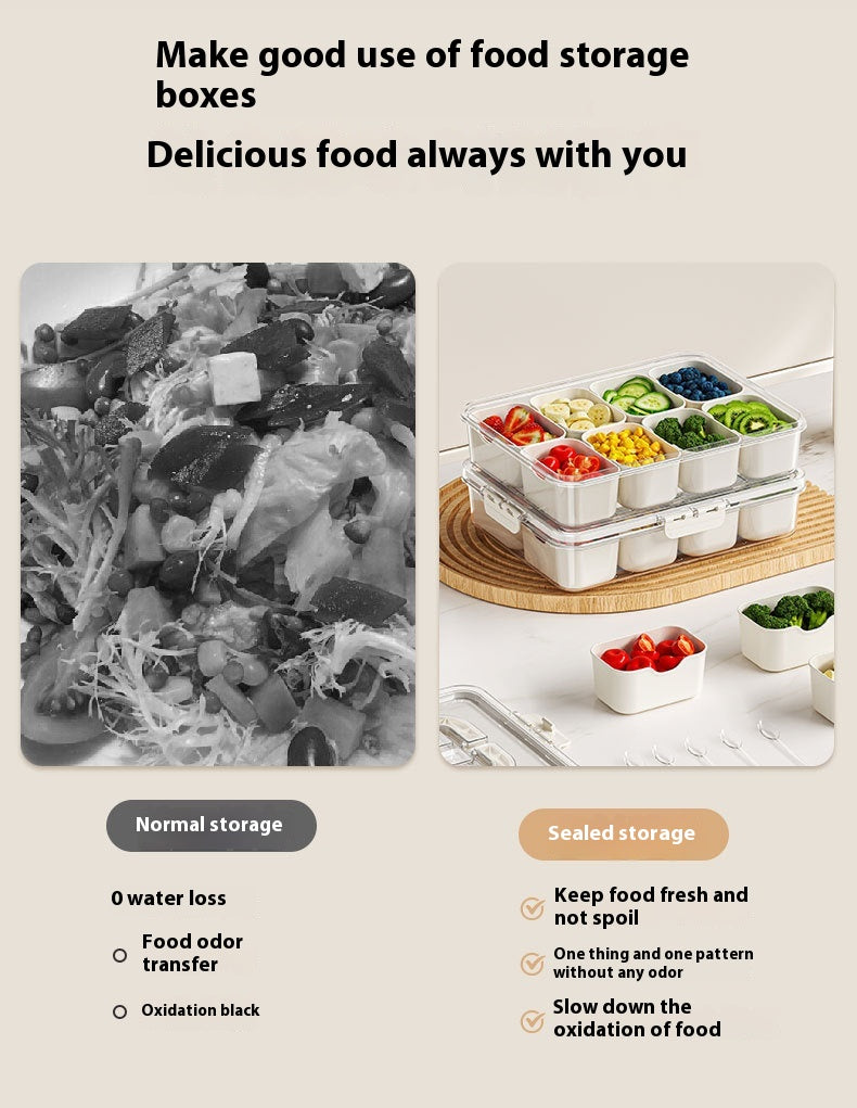 8 Grids Divided Serving Tray Fruits Snack Box Organizer Food Storage Container Seasoning Separator Box Refrigerator Organizer