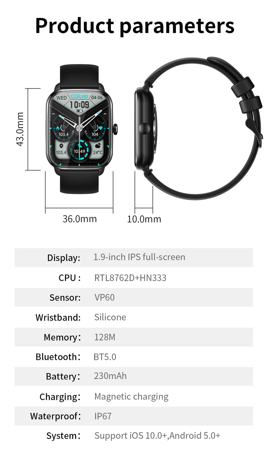 Exercise Heart Rate Meter Step Talk Music Full Screen Smartwatch