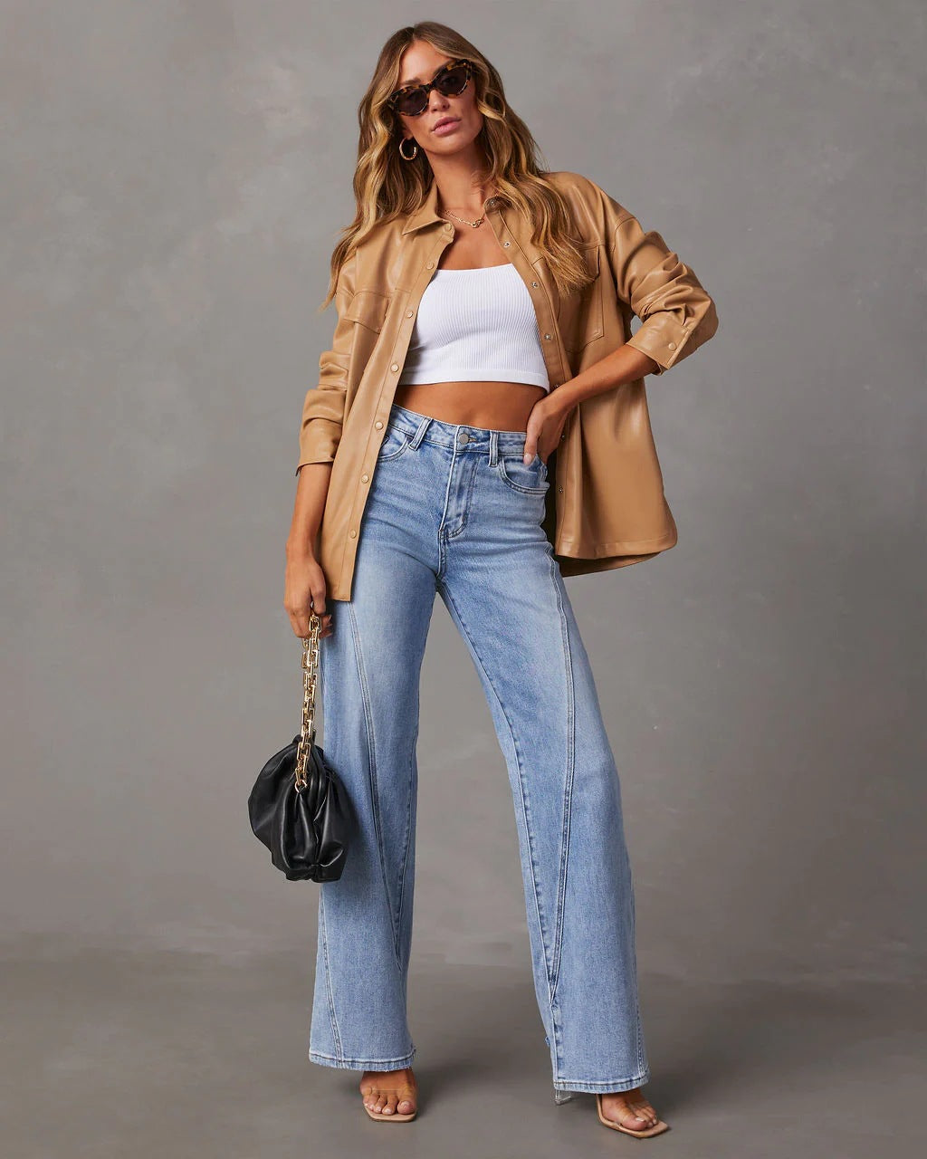 Casual Patchwork Women's Wide Leg Jeans