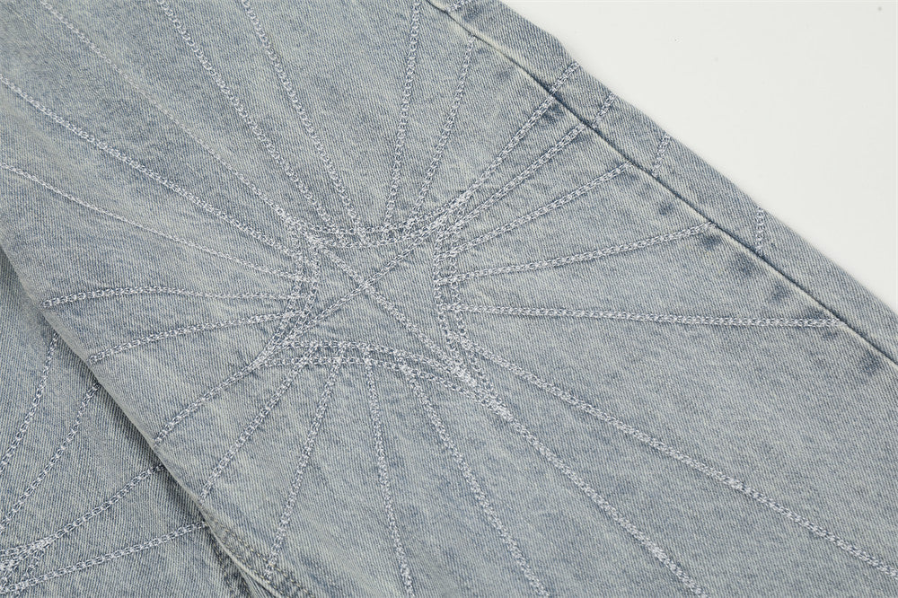 Embroidery Wash Denim Trousers For Men