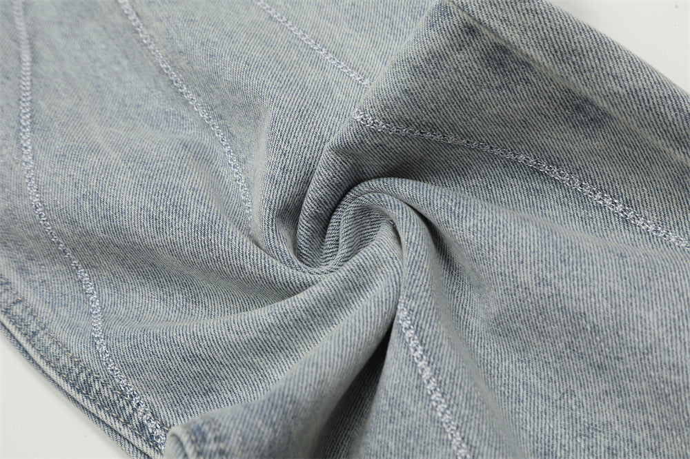 Embroidery Wash Denim Trousers For Men