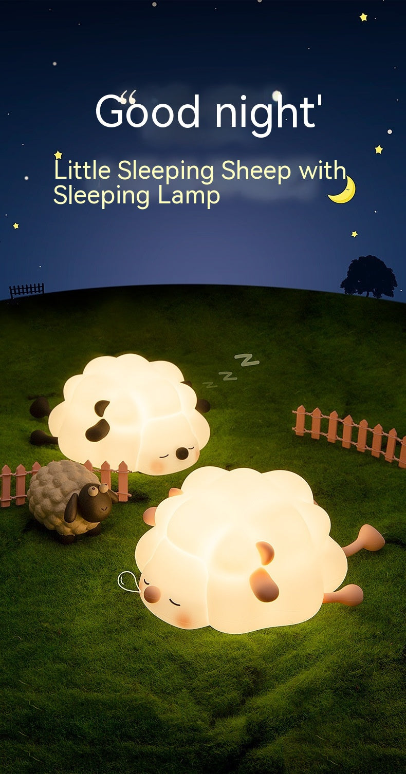 Cute Silicone Night Lights Sheep Cartoon Bedroom Lamp For Children's Room Decor Rechargeable Timing Dimming Sleep Night Light
