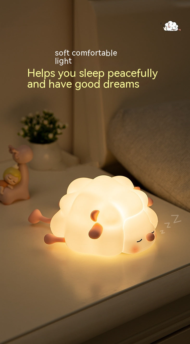 Cute Silicone Night Lights Sheep Cartoon Bedroom Lamp For Children's Room Decor Rechargeable Timing Dimming Sleep Night Light