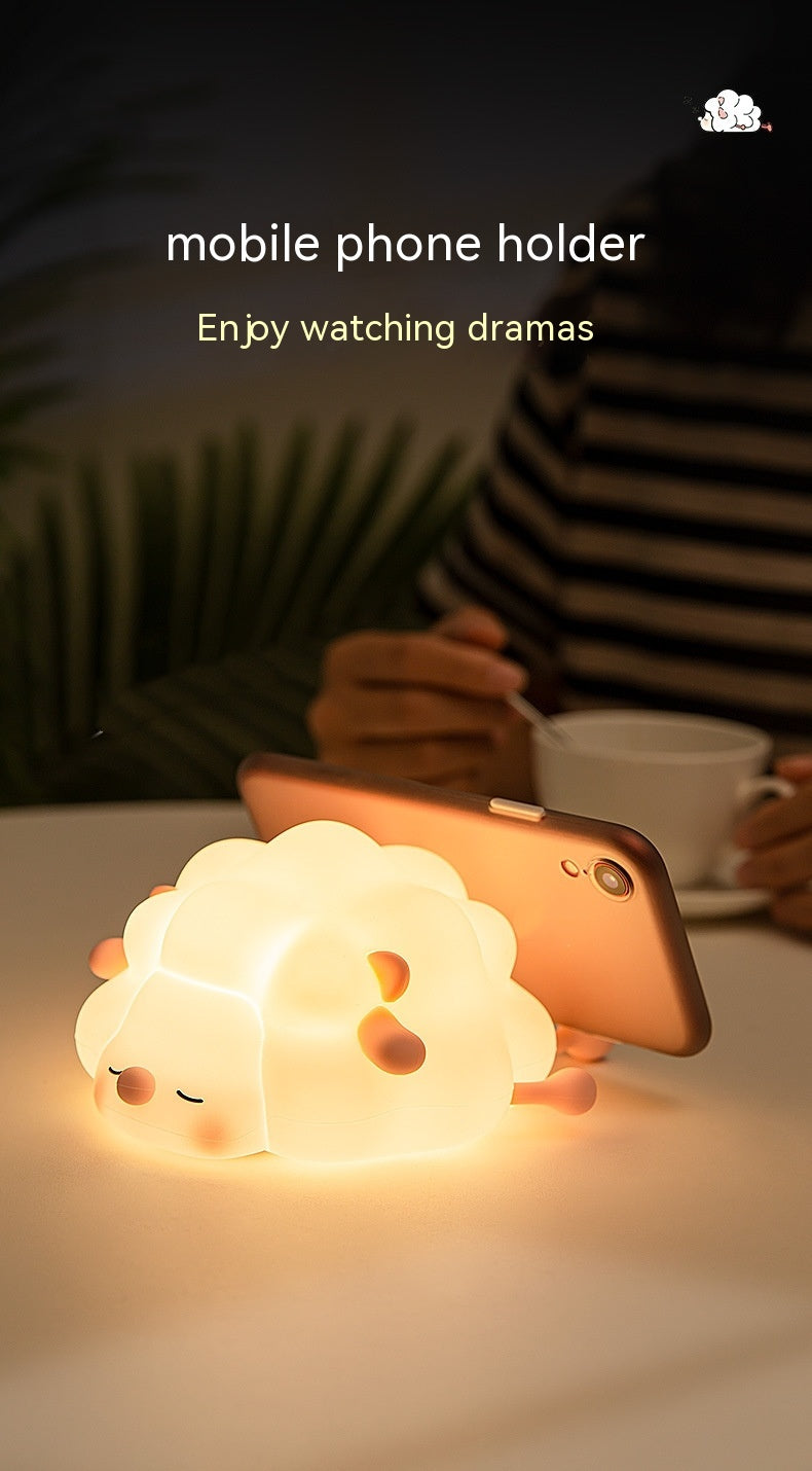 Cute Silicone Night Lights Sheep Cartoon Bedroom Lamp For Children's Room Decor Rechargeable Timing Dimming Sleep Night Light