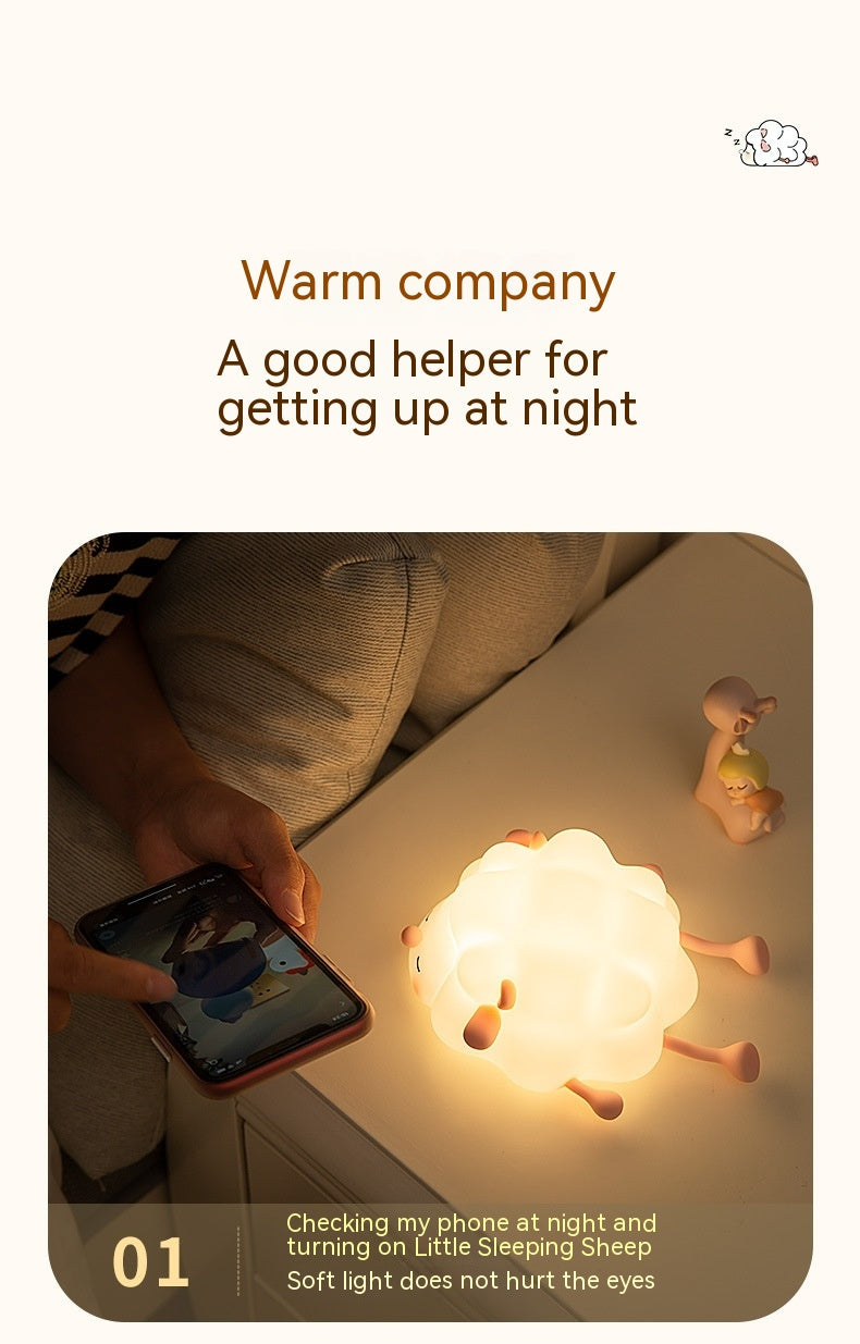 Cute Silicone Night Lights Sheep Cartoon Bedroom Lamp For Children's Room Decor Rechargeable Timing Dimming Sleep Night Light