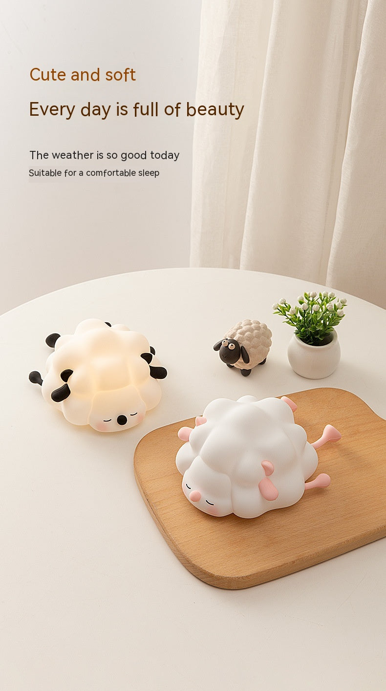 Cute Silicone Night Lights Sheep Cartoon Bedroom Lamp For Children's Room Decor Rechargeable Timing Dimming Sleep Night Light