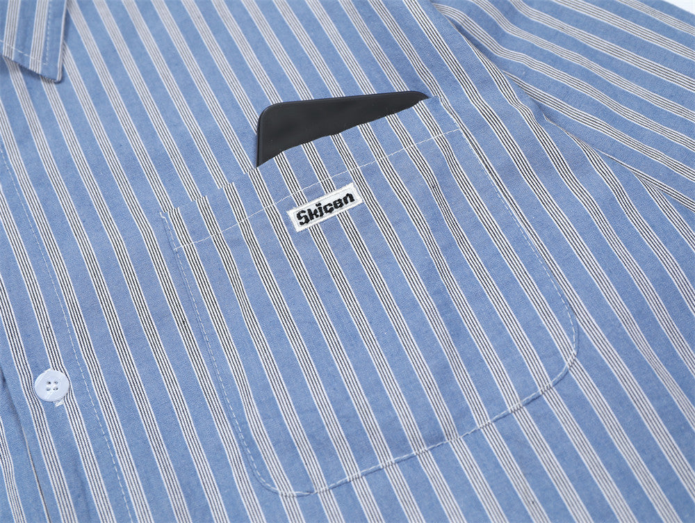 Fashion Vertical Striped Long-sleeved Shirt Men