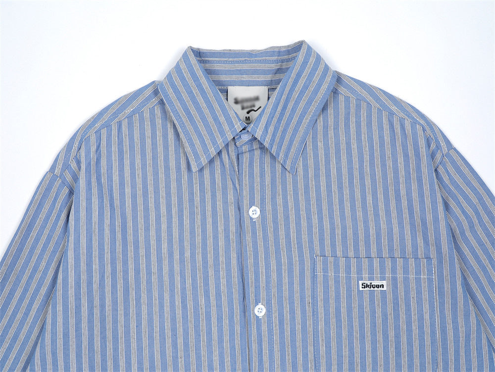 Fashion Vertical Striped Long-sleeved Shirt Men