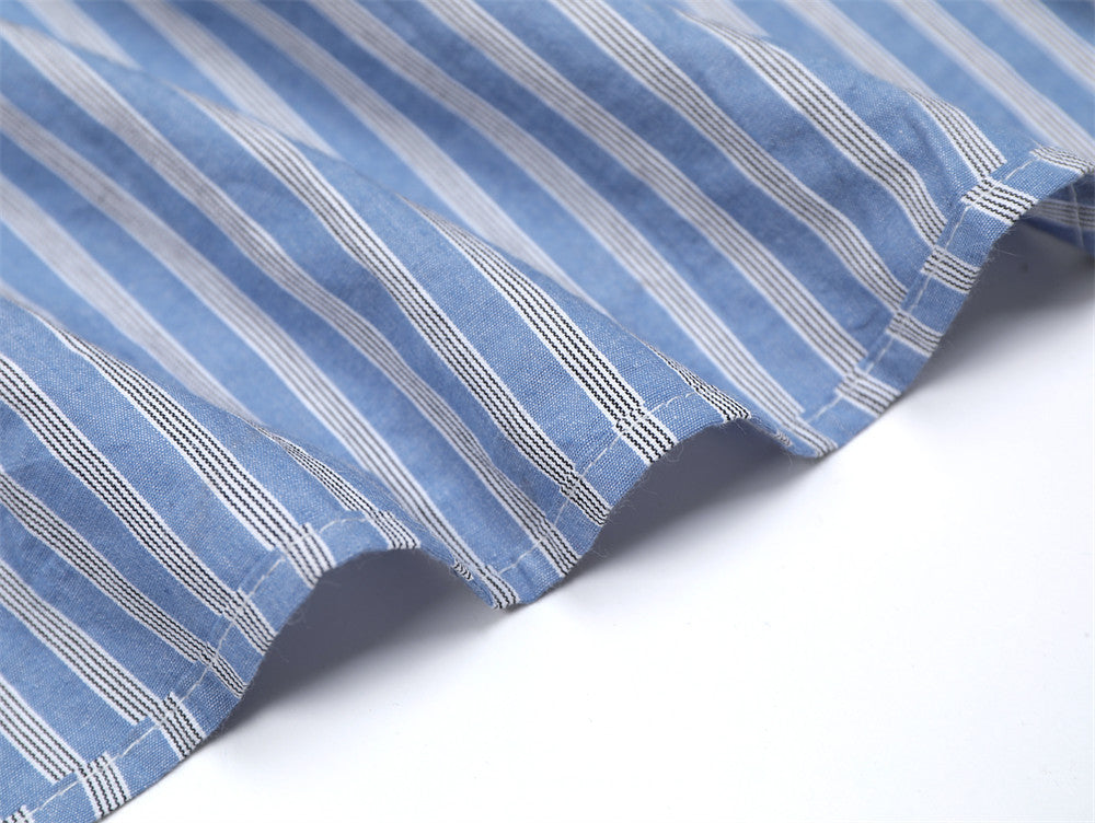 Fashion Vertical Striped Long-sleeved Shirt Men