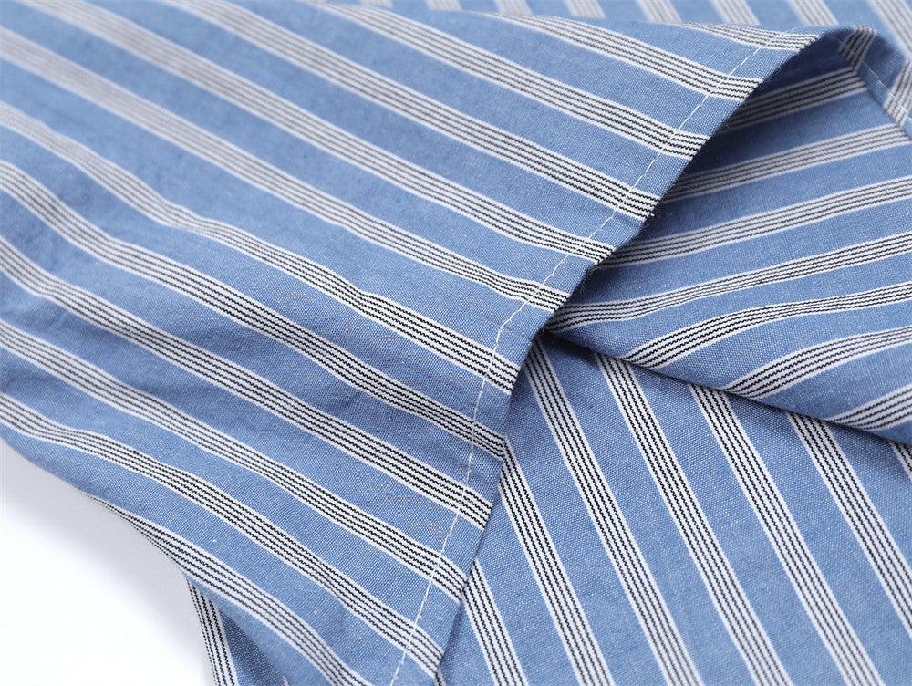 Fashion Vertical Striped Long-sleeved Shirt Men