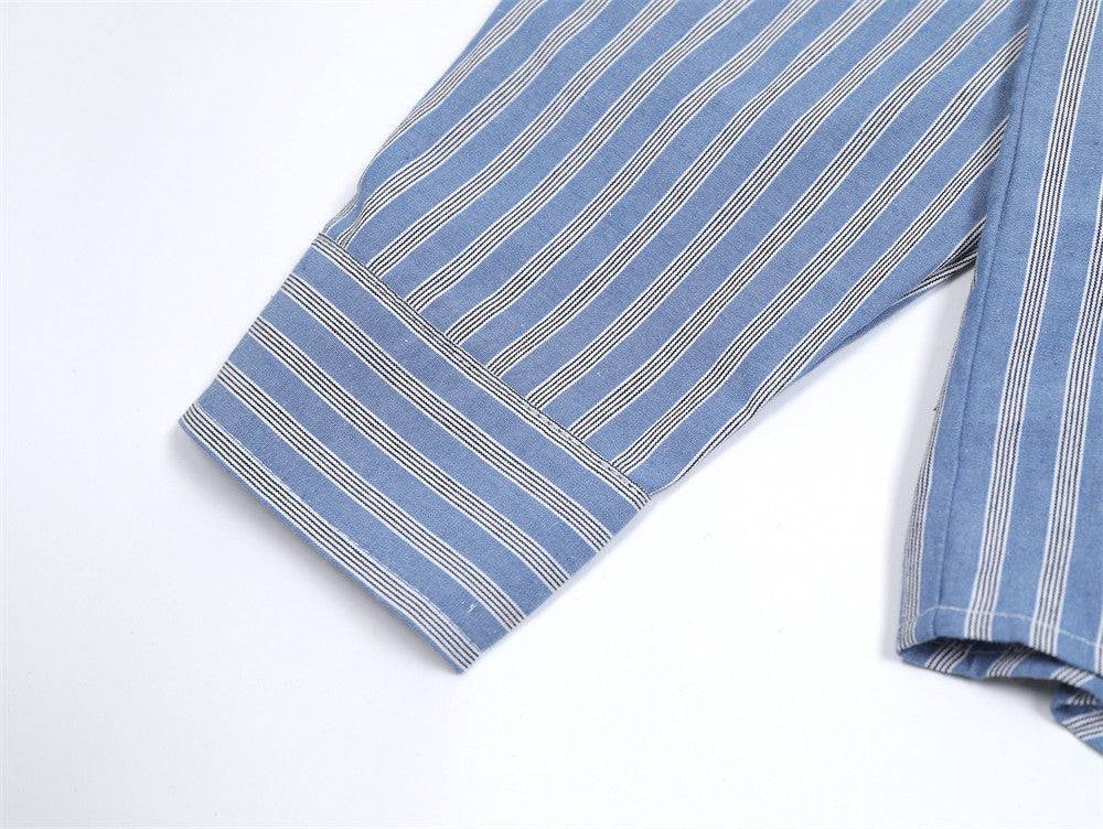 Fashion Vertical Striped Long-sleeved Shirt Men