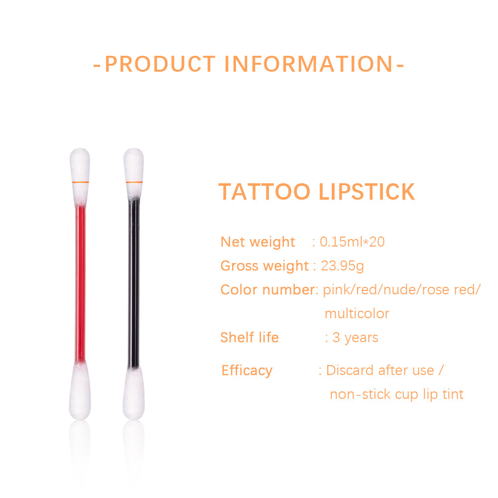 20 Pcs Set Cotton Swab Lipsticks For Outdoor Portable Lipsticks Cosmetics Waterproof Case Lasting Long Cigarette Liquid Lipstick