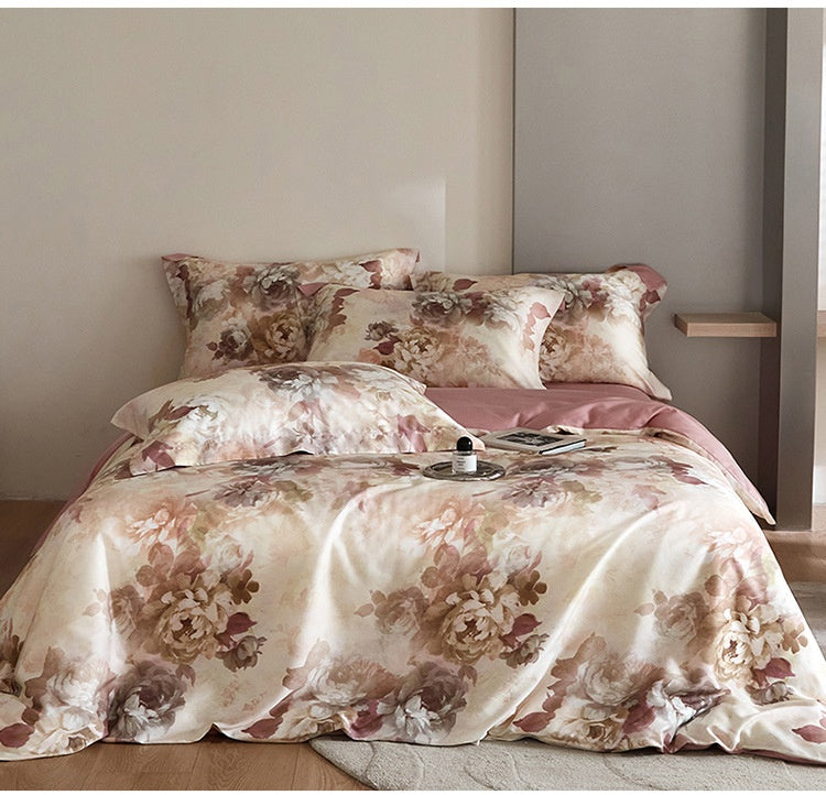 Flower Tencel Digital Printed Four-piece Bedding Set