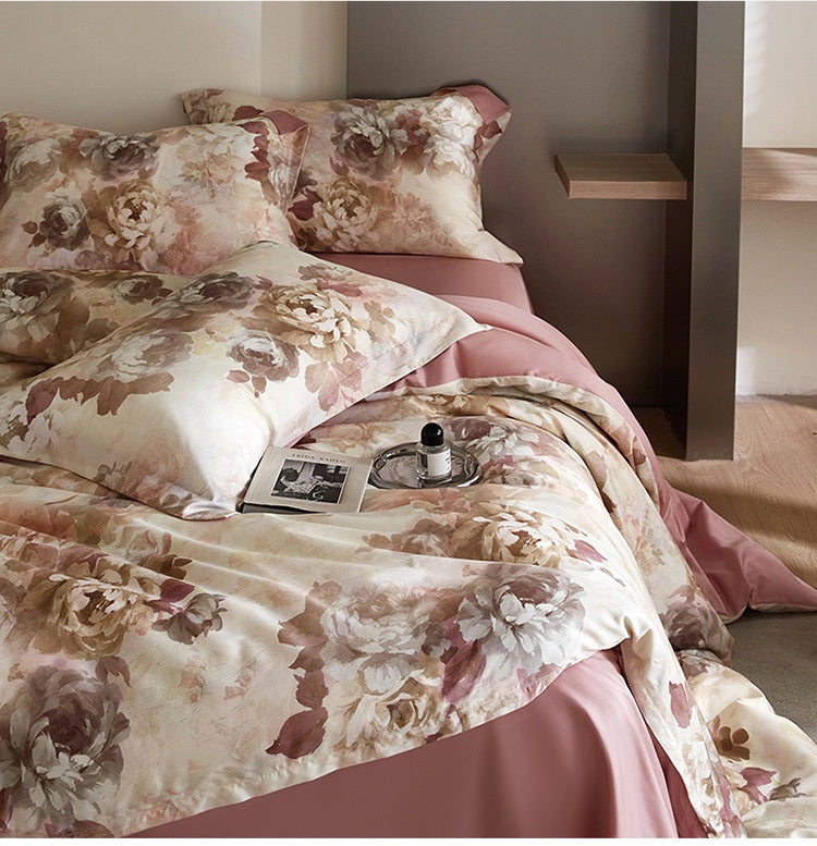 Flower Tencel Digital Printed Four-piece Bedding Set