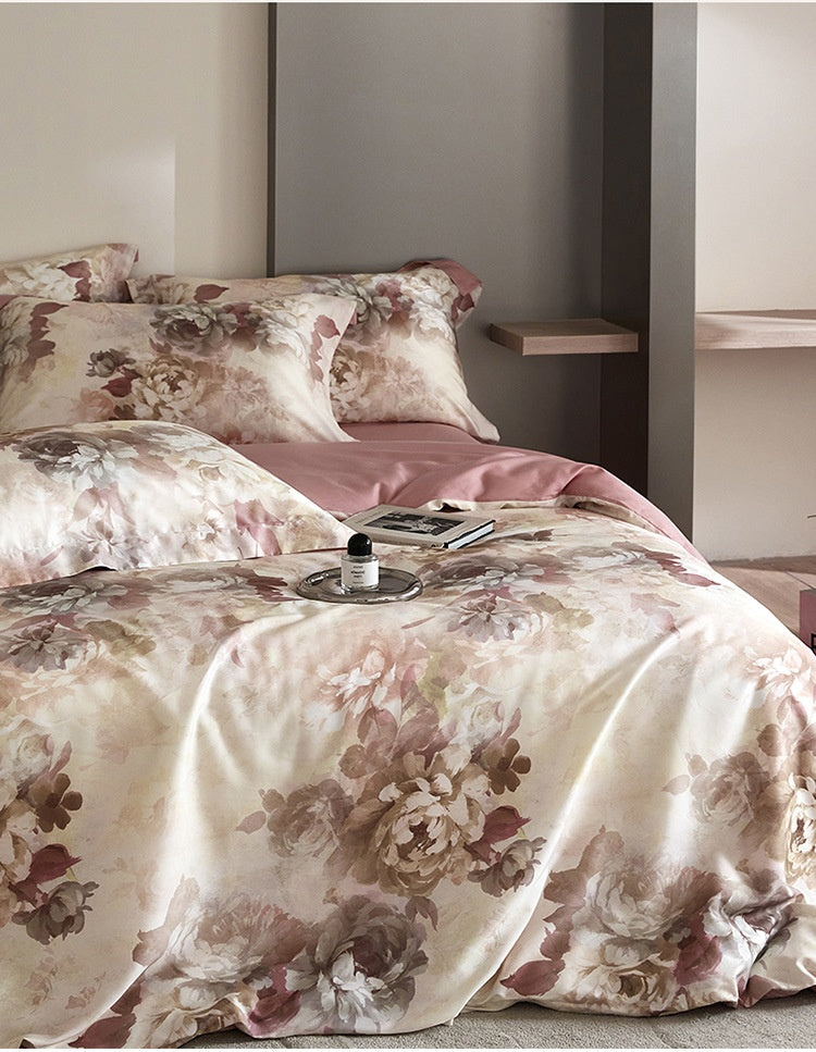 Flower Tencel Digital Printed Four-piece Bedding Set