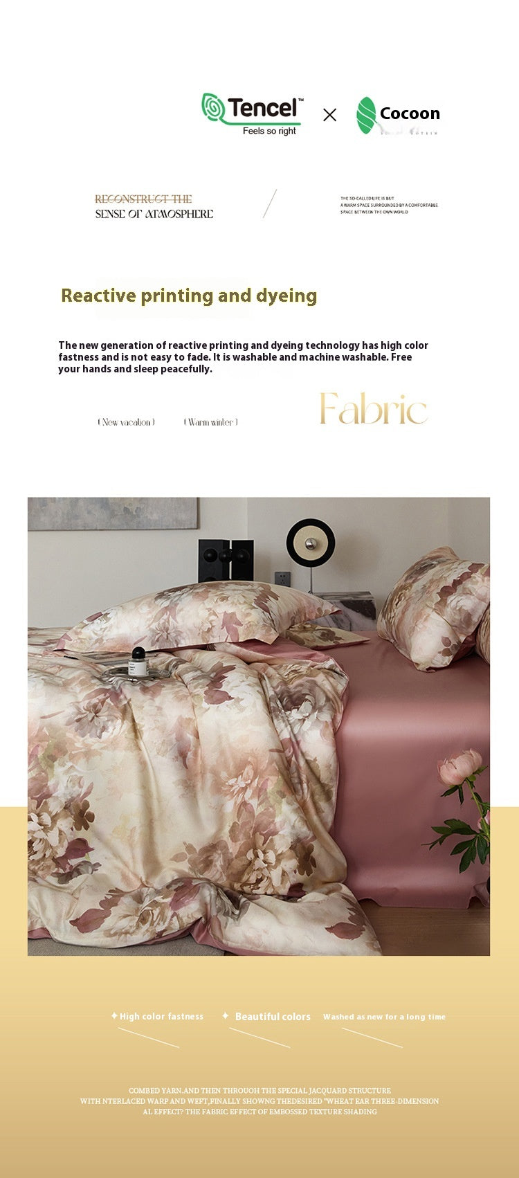 Flower Tencel Digital Printed Four-piece Bedding Set