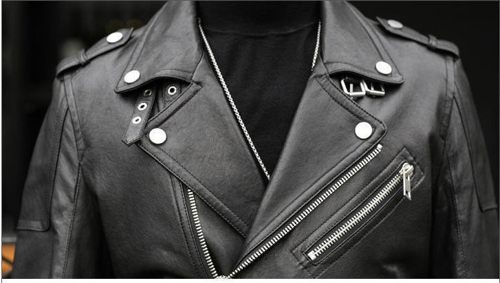 Men's Sheepskin Leather Jacket Lapel