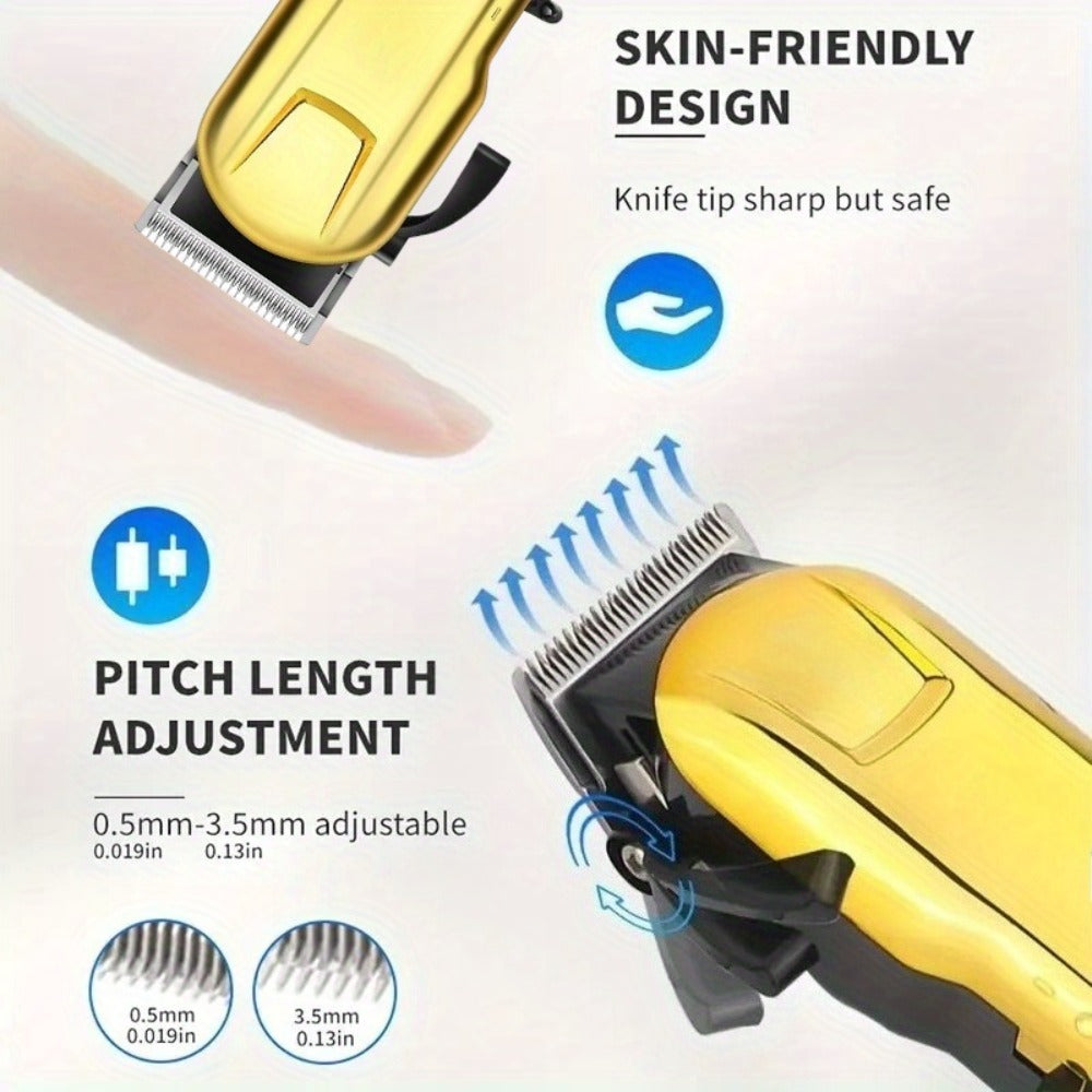 Hair Clipper Cordless USB-Rechargeable Set with Adjustable Blade, Four Guide Combs and Three Style Options — image 7