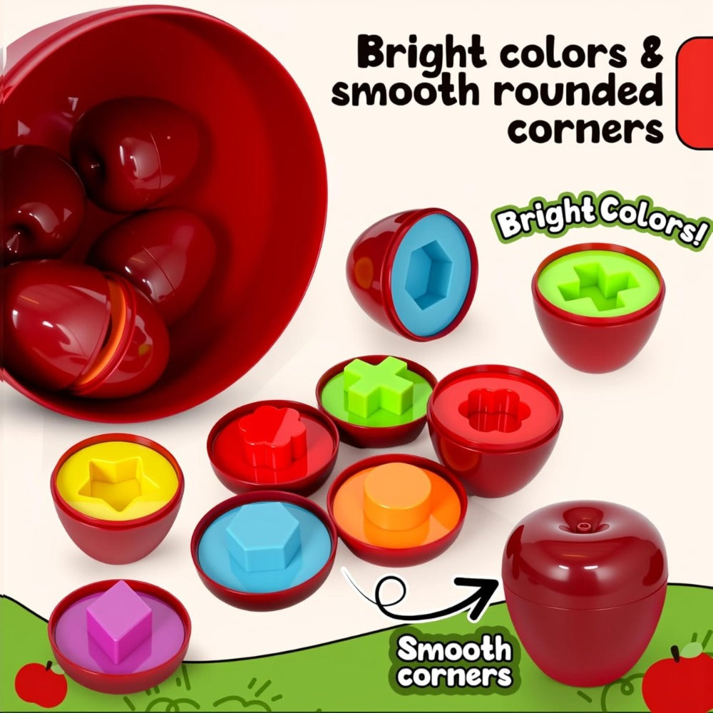 Apple Shape Sorter Toy for Toddlers Ages 10M-3 Years, Geometric Color Sorting Matching Game — image 6