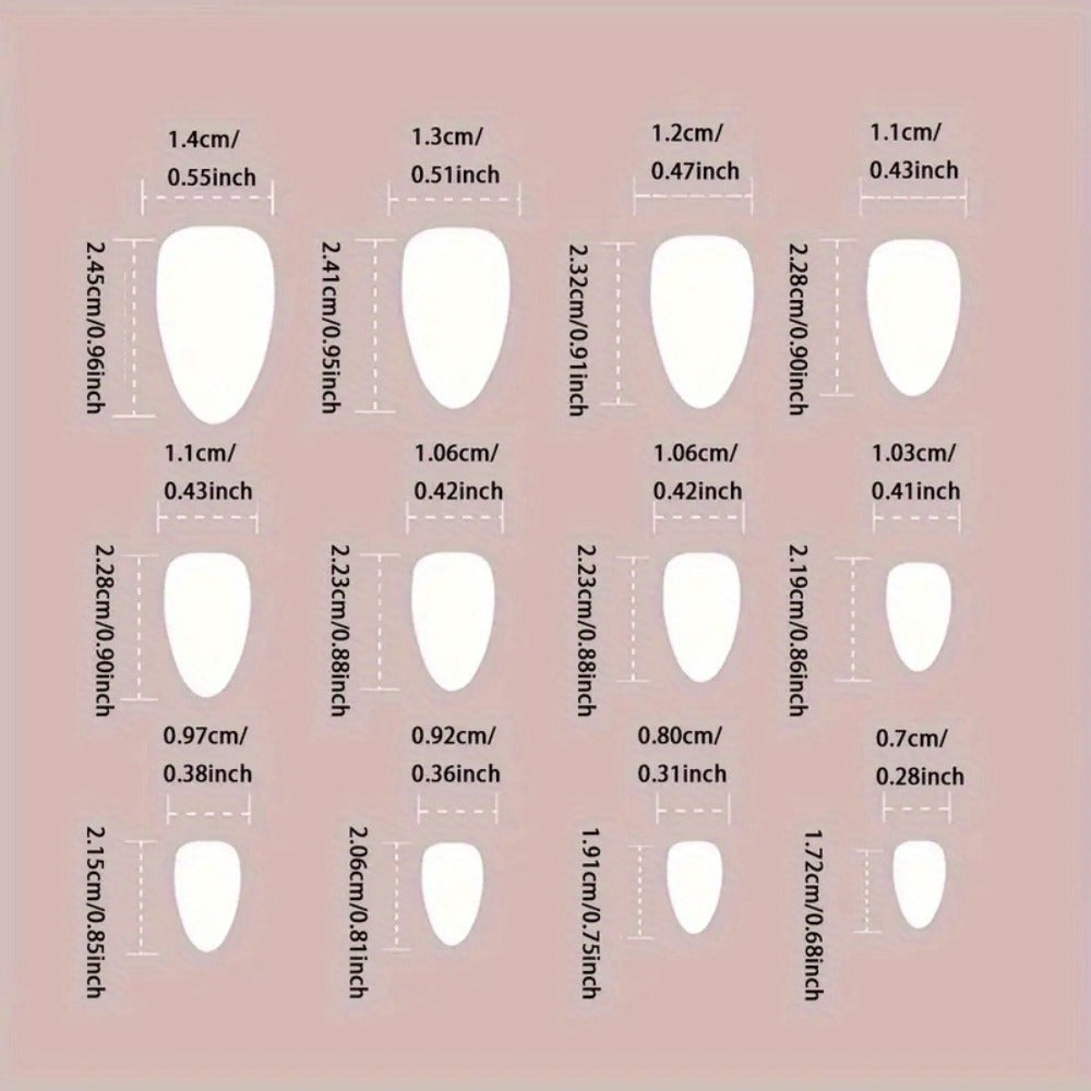 Press On Nails 96-Piece Almond Four-Pack Ice Pink Gradient Flower Butterfly Glossy Full-Cover Set — image 6