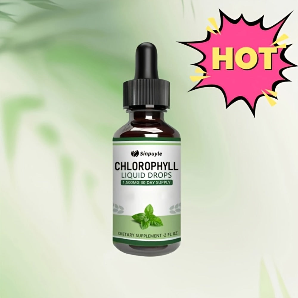 Chlorophyll Liquid Drops, Immune Support, Internal Deodoriser & Skin Health Supplement, Natural Mint Flavour — image 1