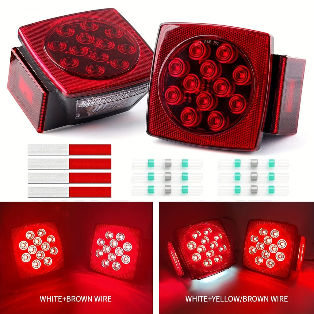 Trailer LED Light Kit 12V – Stop Turn Tail Brake License Plate & Side Marker Lights with Connectors for Trailers Under 80" — 