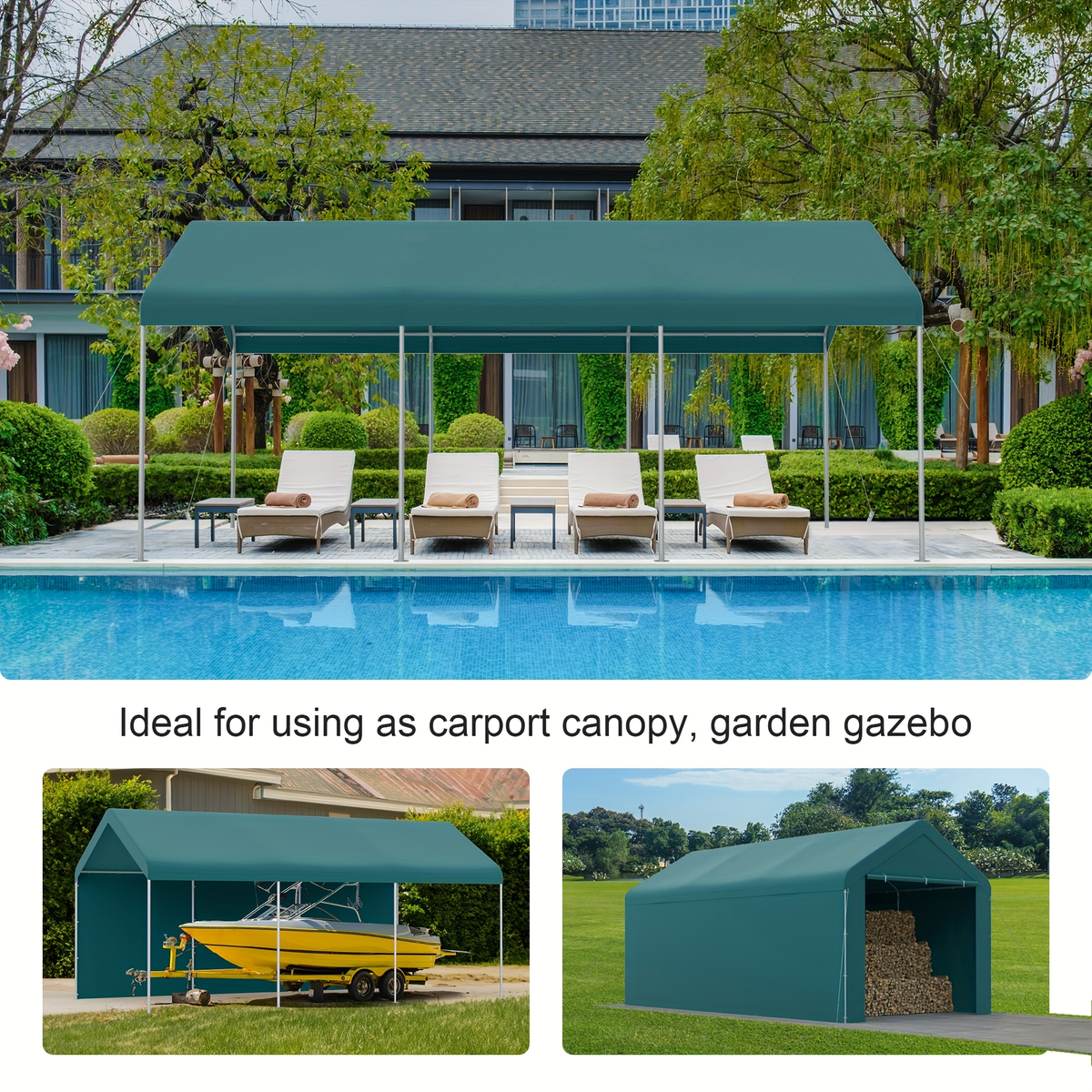 Carport Canopy 10x20 Portable Garage UV Protection for Garden, Patio and Yard Use, with the Listed Configuration — image 7