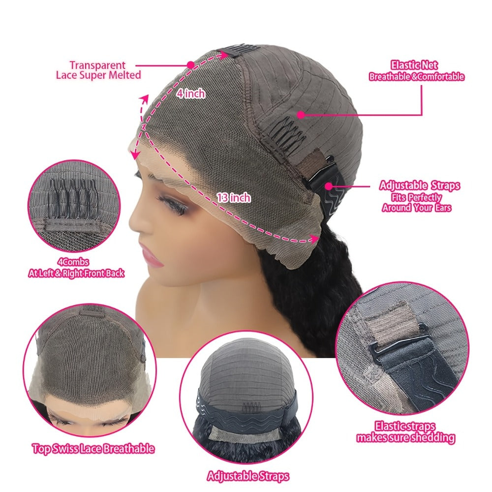 Pixie Cut Wig Human Hair 13x4 HD Lace Front Short Curly Body Wave Loose Deep Wave Finger Wave, for Home, Travel and Salon Hai