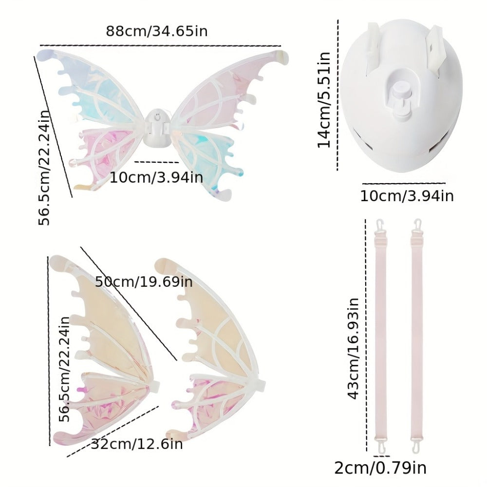 LED Butterfly Wings Glow in the Dark, Motion Sensor & Music Activated Color Changing Lights, Magical Costume Wings for Girls 