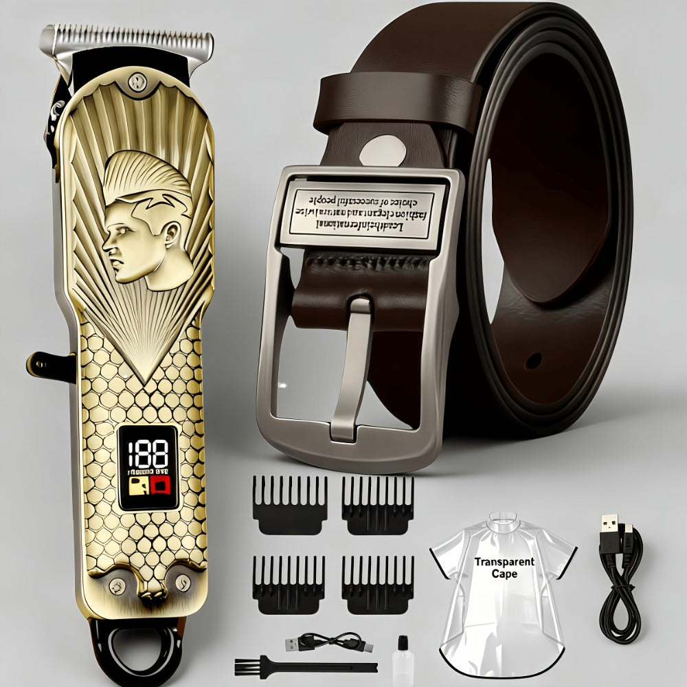 JH702 Hair Clipper Set with DC01 Fashion Belt, Digital Display, USB Charging and Two Engraved Design Options — image 5