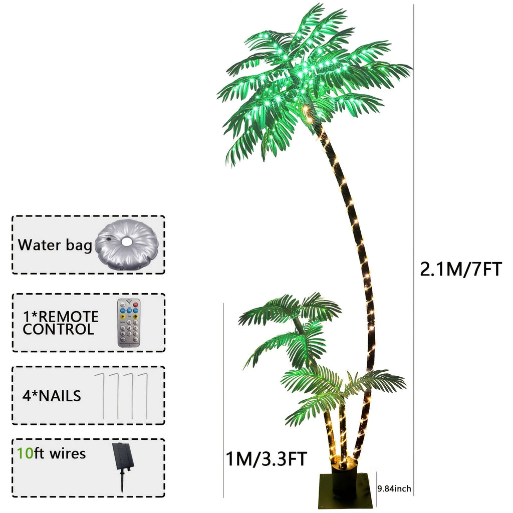 Solar Palm Tree Light 7ft 260 LED Outdoor Patio Tropical Decor Waterproof — image 5