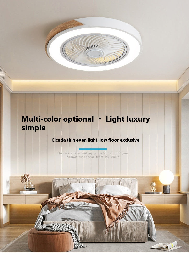 Solid Wood Ceiling Fan Lamp Bedroom Invisible Dining Room Ceiling Fan Lights