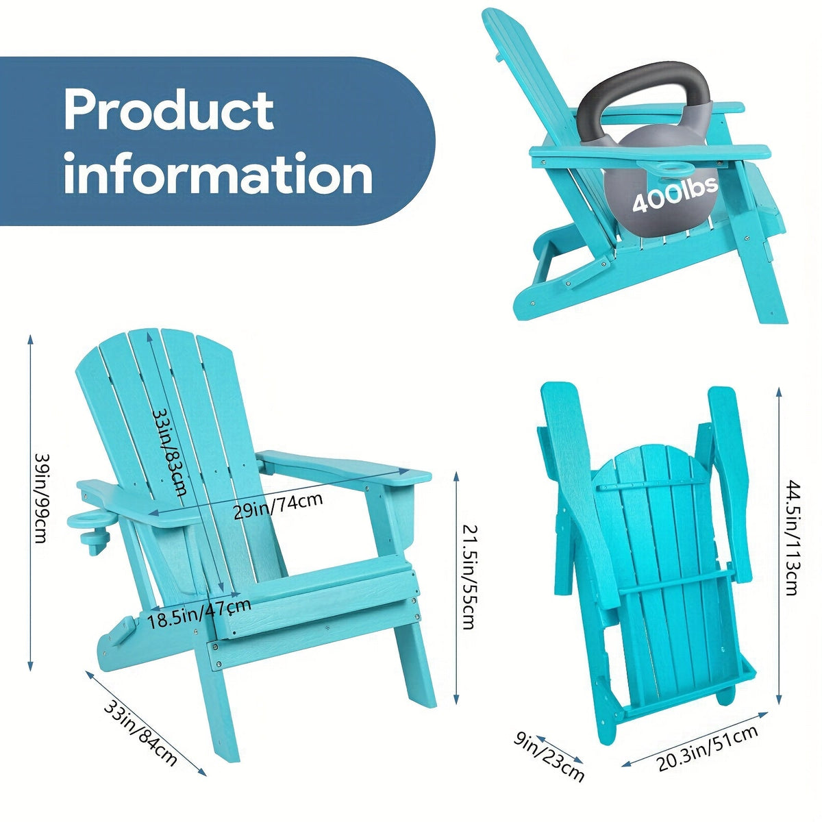 Folding Adirondack Chair with Cup Holder – HDPE All-Weather Outdoor Patio Chair — image 7