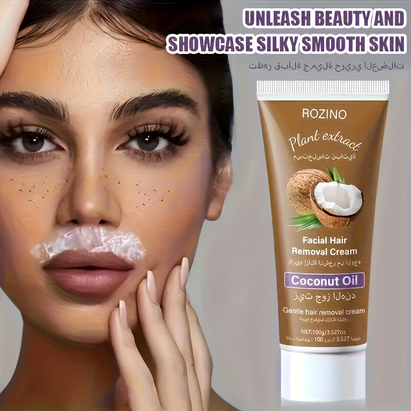 Hair Removal Cream ROZINO 100g Coconut Tube with Carton for Women’s External Body Grooming Routine — image 16