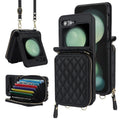 Suitable for Flip5 4 folding phone case fashion card insertion Samsung ZFlip6 crossbody small fragrant style phone leather cover - V.I.P Digital Presence