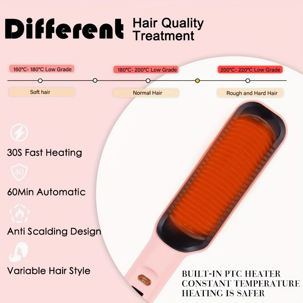 Four-Color Electric Hair Straightener Brush with Digital Display, Temperature Buttons and 10.6-Inch Body — image 12