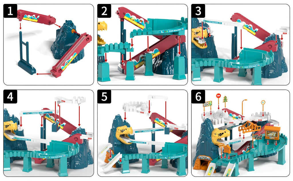 Dinosaur Race Track Toy Set for Kids with 10 Mini Cars & Ramp Launcher with the Listed Color, Size or Set Options for Everyda