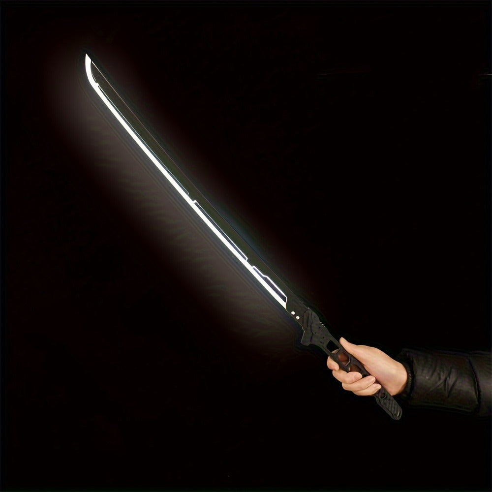 LED Samurai Sword Cyberpunk Glowing Katana 80cm, Acrylic Light-Up Blade for Halloween Costume Party Cosplay Sci-Fi Anime Prop