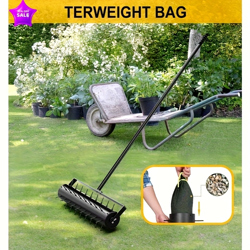 Lawn Aerator Manual 60" Long Handle with Large Tine Wheel, Metal Construction for Deep Soil Aeration — image 5