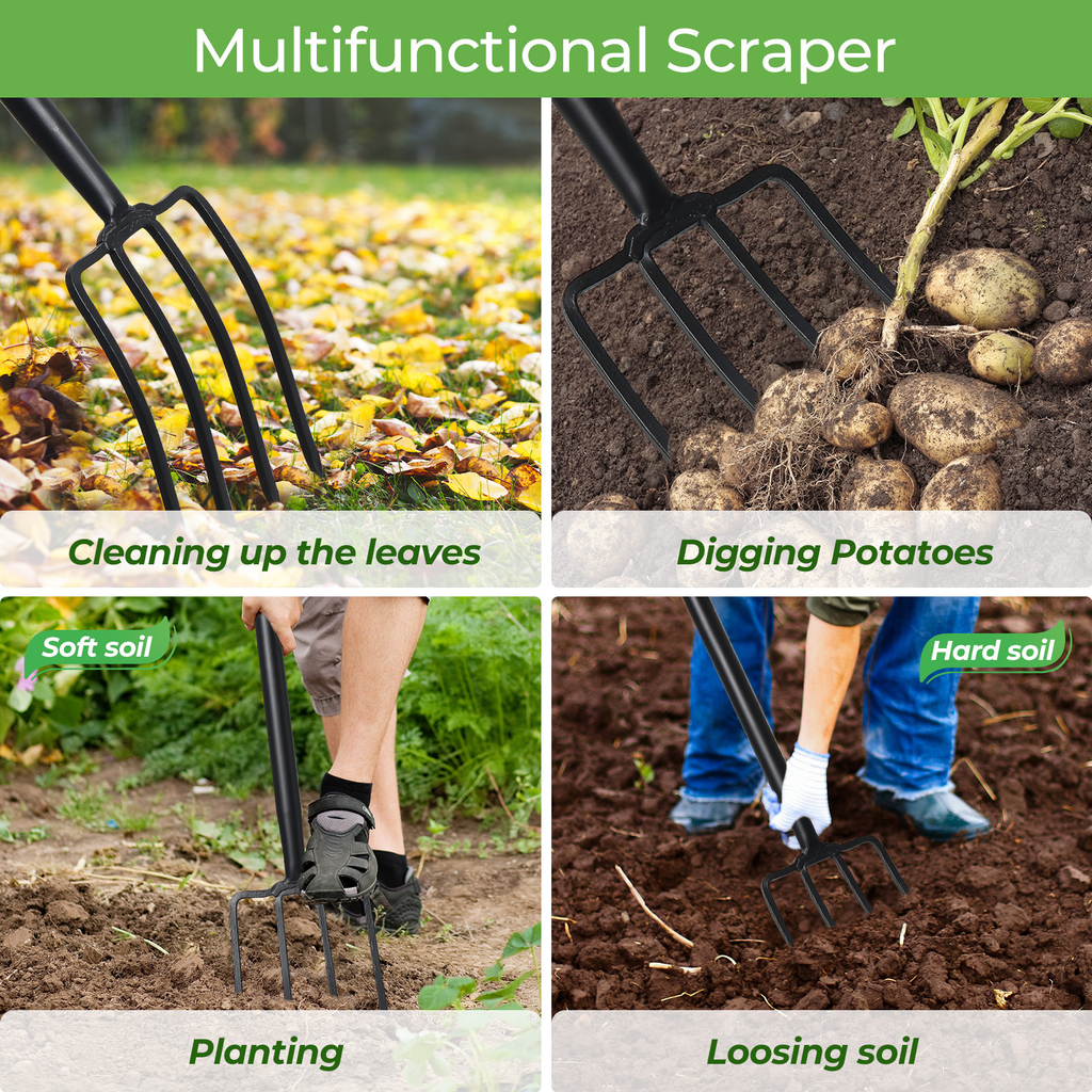 Four-Tine Garden Spading Fork with 42-Inch Shaft, D-Shaped Grip and Black Metal Construction — image 7