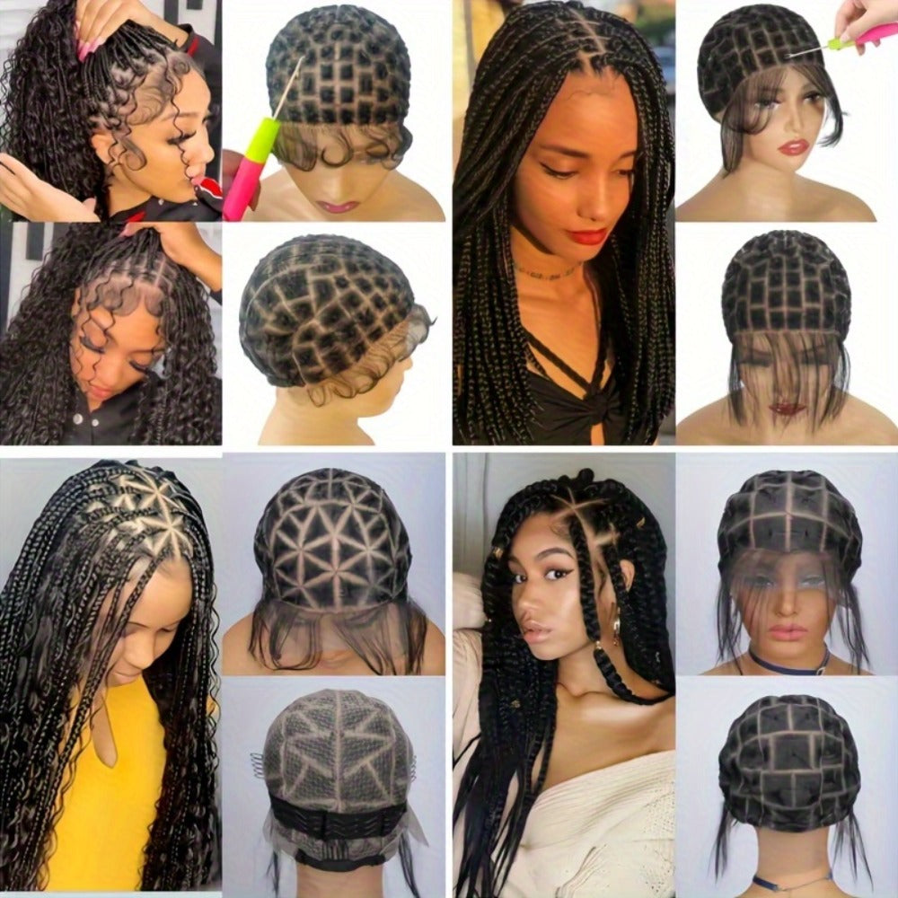 Braided Wig Cap Double Full Lace with Baby Hair Glueless Breathable Adjustable 22 Inch | 81-120 Sections Goddess Box Braid Fa