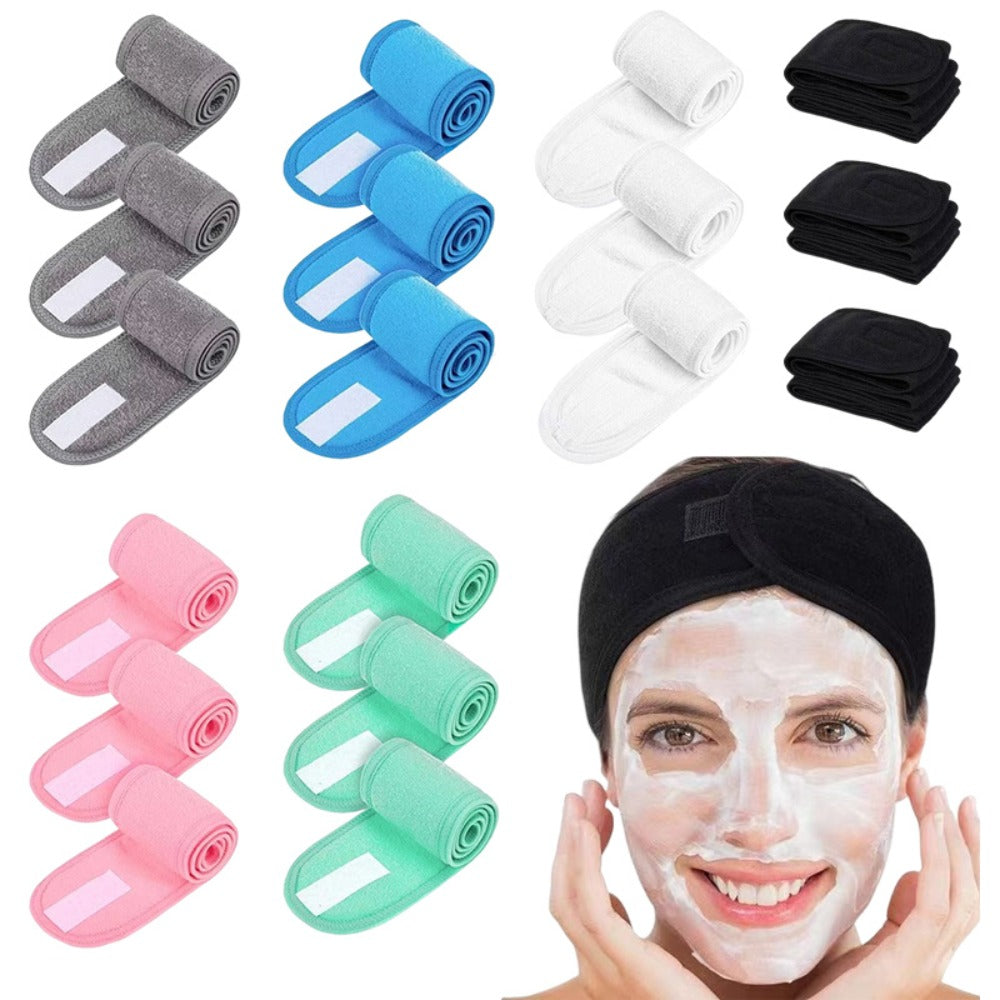 Facial Headbands for Women 9 Pack Soft Flannel Face Wash Headband Set – Adjustable Non-Slip Elastic Skincare Makeup Shower Yo
