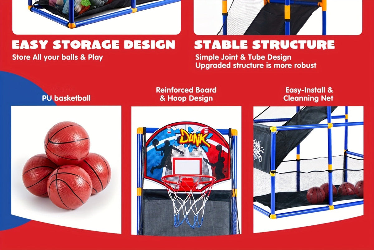 Kids Adjustable Basketball Hoop Set Arcade-Style Stand 4 Balls Air Pump with the Listed Color, Size or Set Options for Everyd