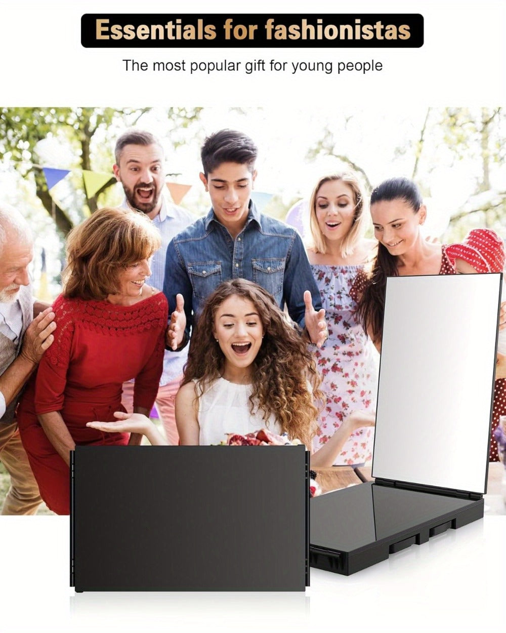 Self Hair Cutting Mirror 360° View 3-Way Anti-Fog HD Glass with 10X Magnifying Mirror – Height Adjustable Door Wall Table Mou