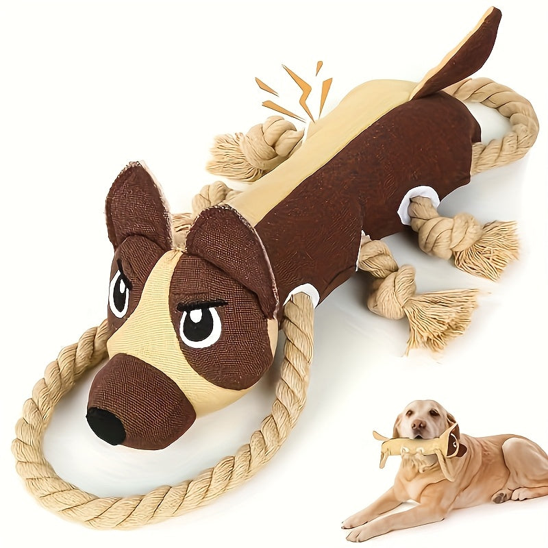Dog Toy Plush Rope Animal with Squeaker, Crinkle Paper and Four Styles for Chew, Tug and Fetch Play — image 11